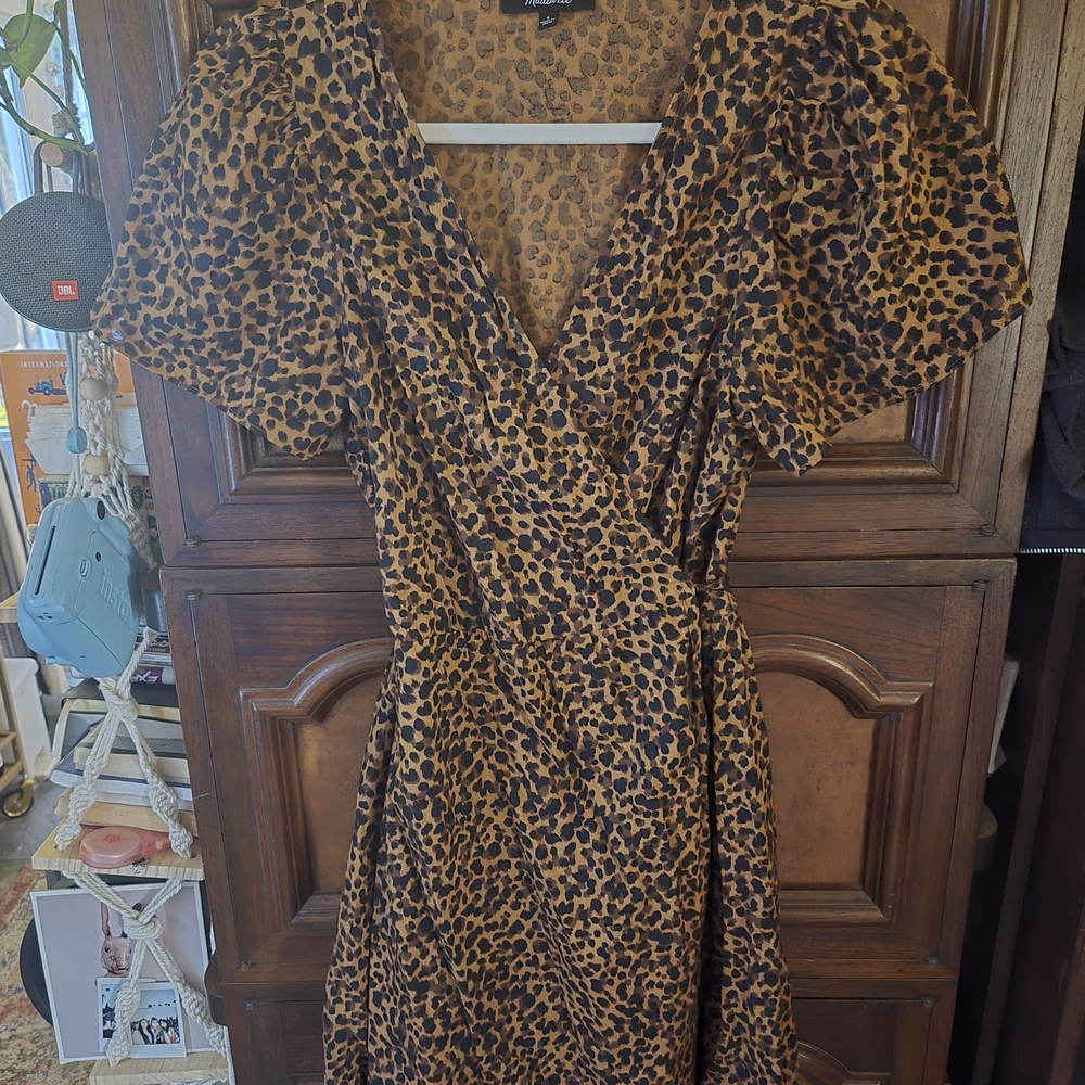 Madewell Leopard-Print Wrap Dress in Brown and Black